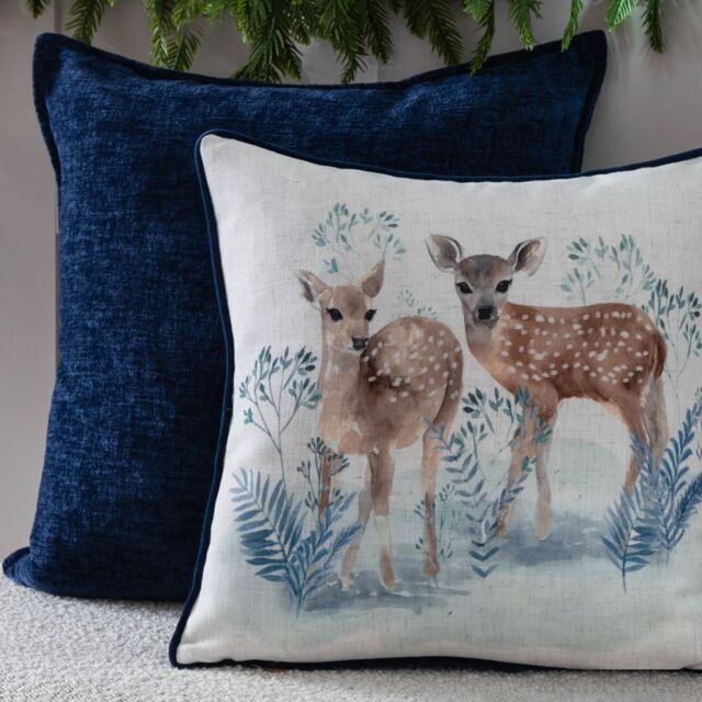Evans Lichfield Winter Fawns Printed Cushion - Size: 43 cm x 43 cm - image 1