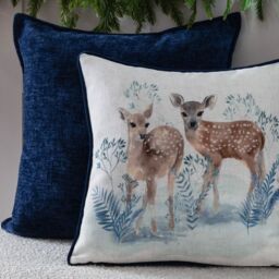 Evans Lichfield Winter Fawns Printed Cushion - Size: 43 cm x 43 cm - thumbnail 1
