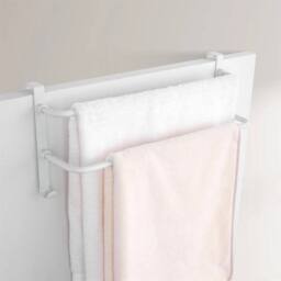 Nordara Double Towel Rail Rack Over Cabinet Door Hanging Radiator in White - thumbnail 2