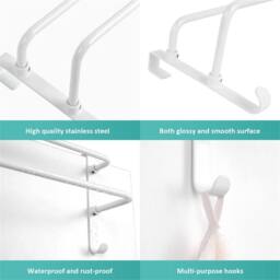 Nordara Double Towel Rail Rack Over Cabinet Door Hanging Radiator in White - thumbnail 4