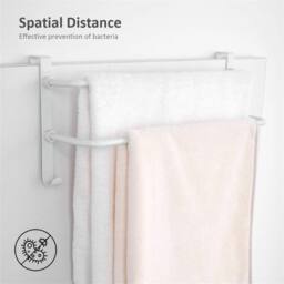 Nordara Double Towel Rail Rack Over Cabinet Door Hanging Radiator in White - thumbnail 9