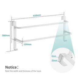 Nordara Double Towel Rail Rack Over Cabinet Door Hanging Radiator in White - thumbnail 8