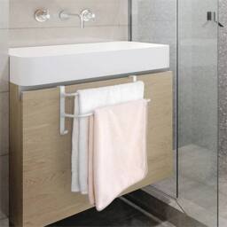 Nordara Double Towel Rail Rack Over Cabinet Door Hanging Radiator in White - thumbnail 6