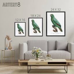 "Artery8 Yellow Crowned Amazon Parrot Levaillant Framed Canvas Wall Art Print in White - Size: W18"" x H24""" - thumbnail 4