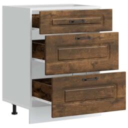 Berkfield Home Kitchen Base Cabinet Kalmar Smoked Oak Engineered Wood in Brown - thumbnail 5
