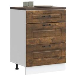 Berkfield Home Kitchen Base Cabinet Kalmar Smoked Oak Engineered Wood in Brown - thumbnail 1
