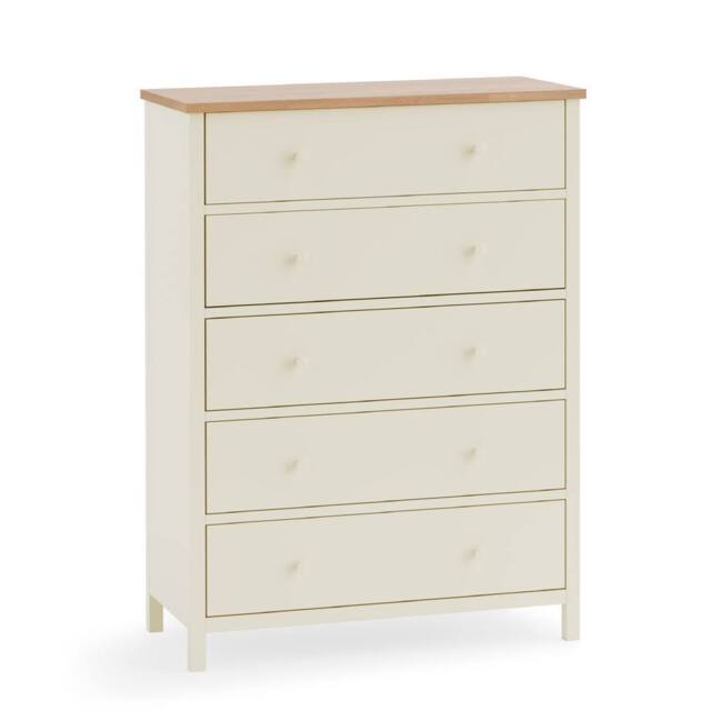 Cheshire Premium Ridgeway 5 Drawer Wide Chest - Ivory & Oak - image 1