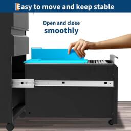 London Boutique Rolling Office Filing Cabinets Mobile Filing Cabinet w/3 Drawers &Lock in Black - thumbnail 5
