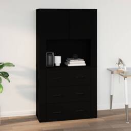 Berkfield Home Wall Cabinet Black 80x33x80 cm Engineered Wood - Size: 80 x 33 x 80 cm - thumbnail 7