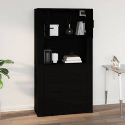 Berkfield Home Wall Cabinet Black 80x33x80 cm Engineered Wood - Size: 80 x 33 x 80 cm - thumbnail 8