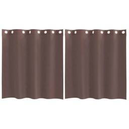 Berkfield Home Voile Curtains with Grommets 2 pcs Brown 140x140 cm - thumbnail 3