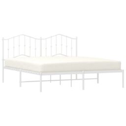 Berkfield Home Metal Bed Frame with Headboard White 160x200 cm - thumbnail 3