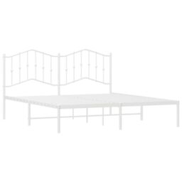 Berkfield Home Metal Bed Frame with Headboard White 160x200 cm - thumbnail 4