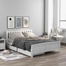 Matteo Wooden Solid White Pine Storage Bed With Drawers Bed Furniture Frame - Size: Single Fitted - thumbnail 2