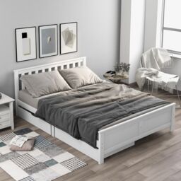 Matteo Wooden Solid White Pine Storage Bed With Drawers Bed Furniture Frame - Size: Single Fitted - thumbnail 6