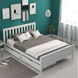 Matteo Wooden Solid White Pine Storage Bed With Drawers Bed Furniture Frame - Size: Single Fitted - thumbnail 8
