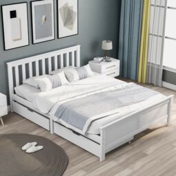 Matteo Wooden Solid White Pine Storage Bed With Drawers Bed Furniture Frame - Size: Single Fitted - thumbnail 5