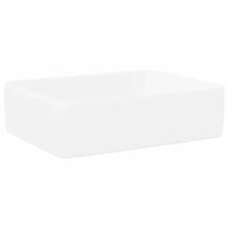Berkfield Home Beautiful Wash Basin White 48x37x13 cm Ceramic Rectangle - Size: 48 x 37 x 13 cm - thumbnail 3
