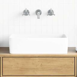 Berkfield Home Beautiful Wash Basin White 48x37x13 cm Ceramic Rectangle - Size: 48 x 37 x 13 cm - thumbnail 2