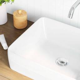 Berkfield Home Beautiful Wash Basin White 48x37x13 cm Ceramic Rectangle - Size: 48 x 37 x 13 cm - thumbnail 4