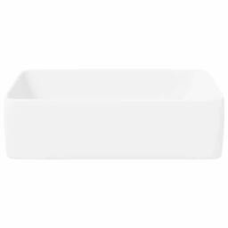 Berkfield Home Beautiful Wash Basin White 48x37x13 cm Ceramic Rectangle - Size: 48 x 37 x 13 cm - thumbnail 5