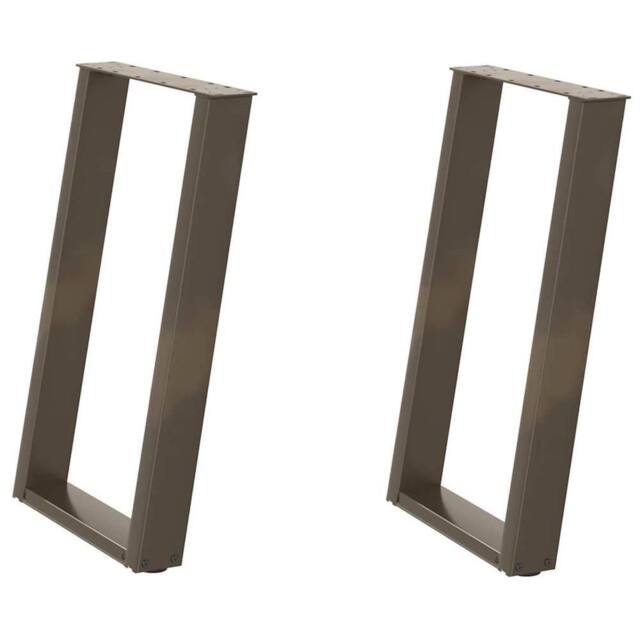 Berkfield Home vidXL Dining Table Legs U-Shaped 2 pcs Natural Steel 90x(72-73) c… in Brown - image 1