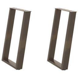 Berkfield Home vidXL Dining Table Legs U-Shaped 2 pcs Natural Steel 90x(72-73) c… in Brown