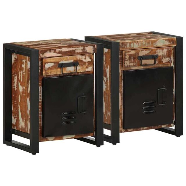 Berkfield Home Bedside Cabinets 2 pcs Multicolour Solid Rough Wood Mango - image 1