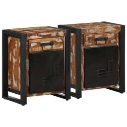 Berkfield Home Bedside Cabinets 2 pcs Multicolour Solid Rough Wood Mango - thumbnail 1
