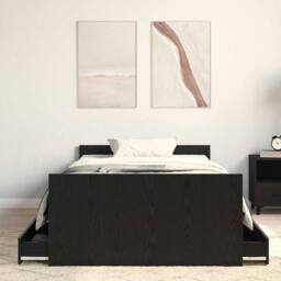 Berkfield Home Bed Frame without Mattress Black Oak 90x200 cm Engineered Wood - thumbnail 4