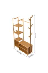 Living and Home Multifunctional Coat Rack with Hanging Rod & Shelves in Natural - Size: Medium - thumbnail 6