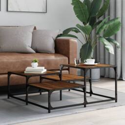 Berkfield Home Coffee Table Brown Oak 87.5x87.5x40 cm Engineered Wood - thumbnail 3