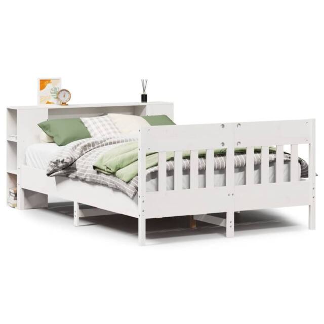 Berkfield Home Bookcase Bed without Mattress White 140x200cm Solid Wood Pine - Size: 140x200 cm - image 1