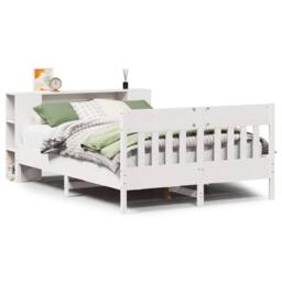 Berkfield Home Bookcase Bed without Mattress White 140x200cm Solid Wood Pine - Size: 140x200 cm - thumbnail 1