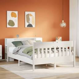 Berkfield Home Bookcase Bed without Mattress White 140x200cm Solid Wood Pine - Size: 140x200 cm - thumbnail 2