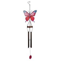 Country Living Butterfly Solar Windchime in Pink - thumbnail 2