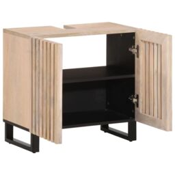 Berkfield Home Bathroom Sink Cabinet 62x34x58 cm Solid Wood Mango in Brown - Size: 62 x 34 x 58 cm - thumbnail 2