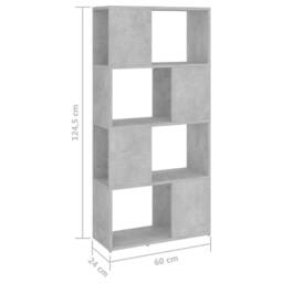 Berkfield Home Classic Book Cabinet Room Divider Concrete Grey 60x24x124.5 cm - thumbnail 7