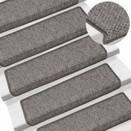 Berkfield Home Stair Mats Self-adhesive Sisal-Look 15 pcs 65x21x4 cm Grey & Beige - Size: Medium - thumbnail 1