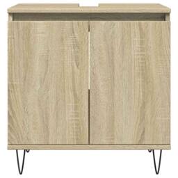 Berkfield Home Bathroom Cabinet Sonoma Oak 58x33x60 cm Engineered Wood in Light Brown - Size: 58 x 33 x 60 cm - thumbnail 3