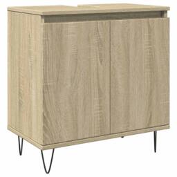 Berkfield Home Bathroom Cabinet Sonoma Oak 58x33x60 cm Engineered Wood in Light Brown - Size: 58 x 33 x 60 cm - thumbnail 1