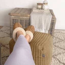 rucomfy Beanbags rucomfy Indoor Jumbo Cord Bean Bag Footstool - Cube Pouffe in Light Brown - thumbnail 3