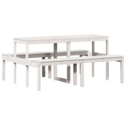 Berkfield Home Picnic Table White 160x134x75 cm Solid Wood Pine - Size: 160 x 134 x 75 cm - thumbnail 2