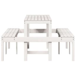 Berkfield Home Picnic Table White 160x134x75 cm Solid Wood Pine - Size: 160 x 134 x 75 cm - thumbnail 5