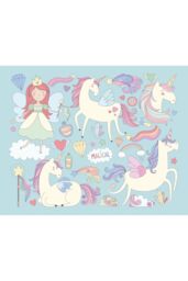 Origin Murals Princess Unicorn Wall Mural in Blue - Size: W350 cm x H280 cm - thumbnail 2