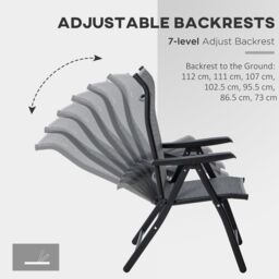 OUTSUNNY 4 PCs Outdoor Rattan Folding Chair Set with 7 Levels Adjustable Backrest Grey - Size: 4 Pack - thumbnail 6