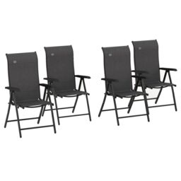 OUTSUNNY 4 PCs Outdoor Rattan Folding Chair Set with 7 Levels Adjustable Backrest Grey - Size: 4 Pack - thumbnail 2