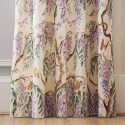 Voyage Maison Mariposa Fully Lined 100% Cotton Pencil Pleat Curtain Pair - Size: 117 cm width x 183 cm drop - thumbnail 4