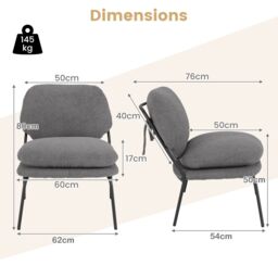 Gymax Teddy Fleece Accent Chair Upholstered Leisure Chair With Thick Cushion in Grey - thumbnail 3