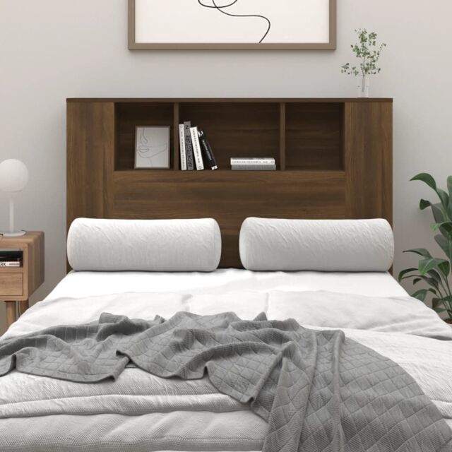 Berkfield Home Headboard Cabinet Brown Oak 120x18.5x104.5 cm - image 1